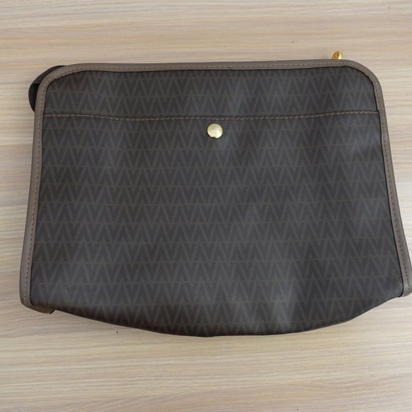 Vintage VALENTINO Purse Brown‎ PVC Clutch Logo Italian MARIO VALENTINO Italy 90s - Picture 12 of 16